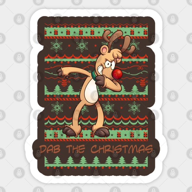 Christmas Dabbing Reindeer Rudolph - Dab Dance Slogan 1 Sticker by EDDArt